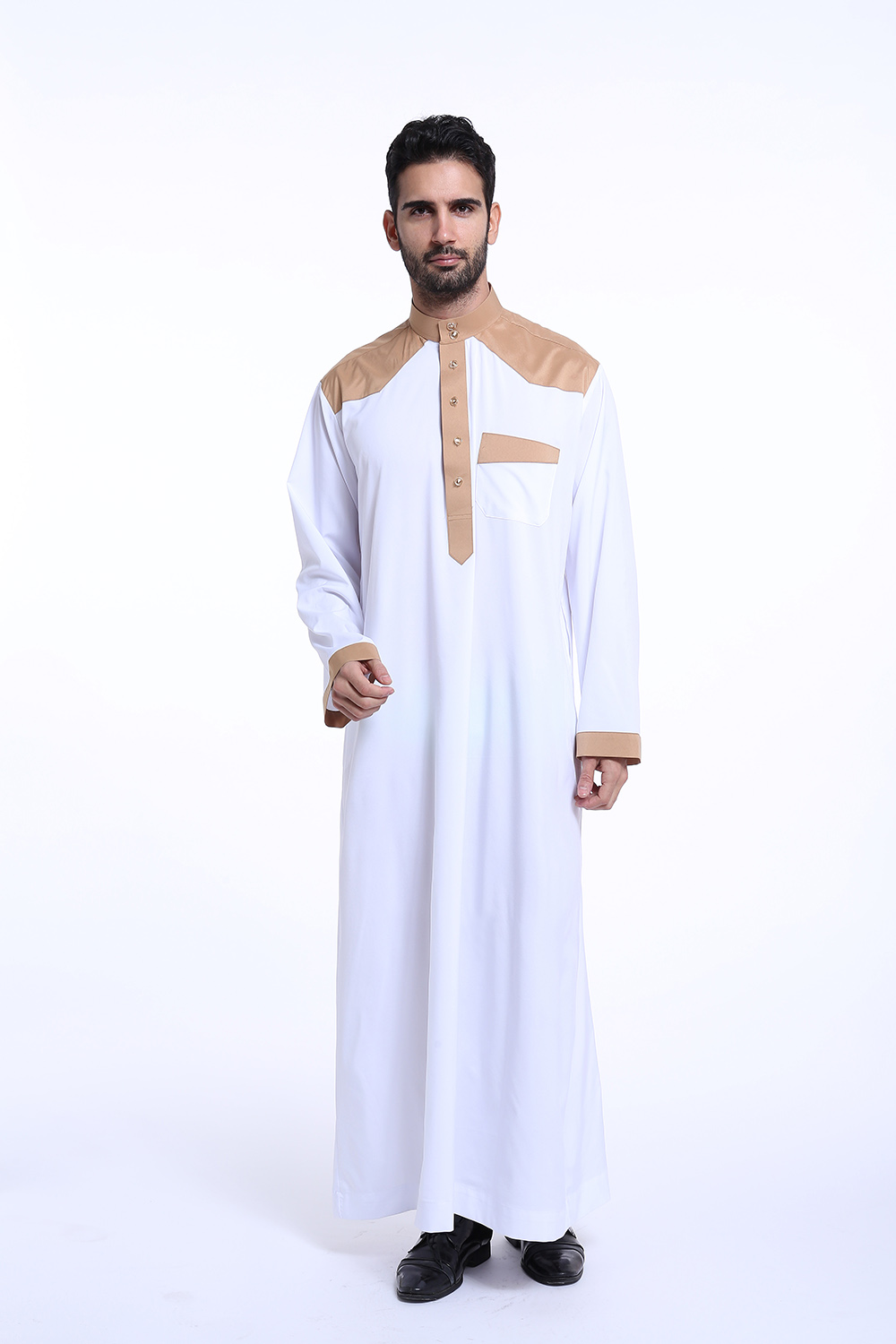 Veste A Maniche Lunghe Islam Musulmano Arabia Saudita Abbigliamento Uomo Arabo Abaya Thobe Pakistan Costumi Nazionali Kaftano Medio Oriente Plus Come Picture1 L (170-180CM - Foto 6