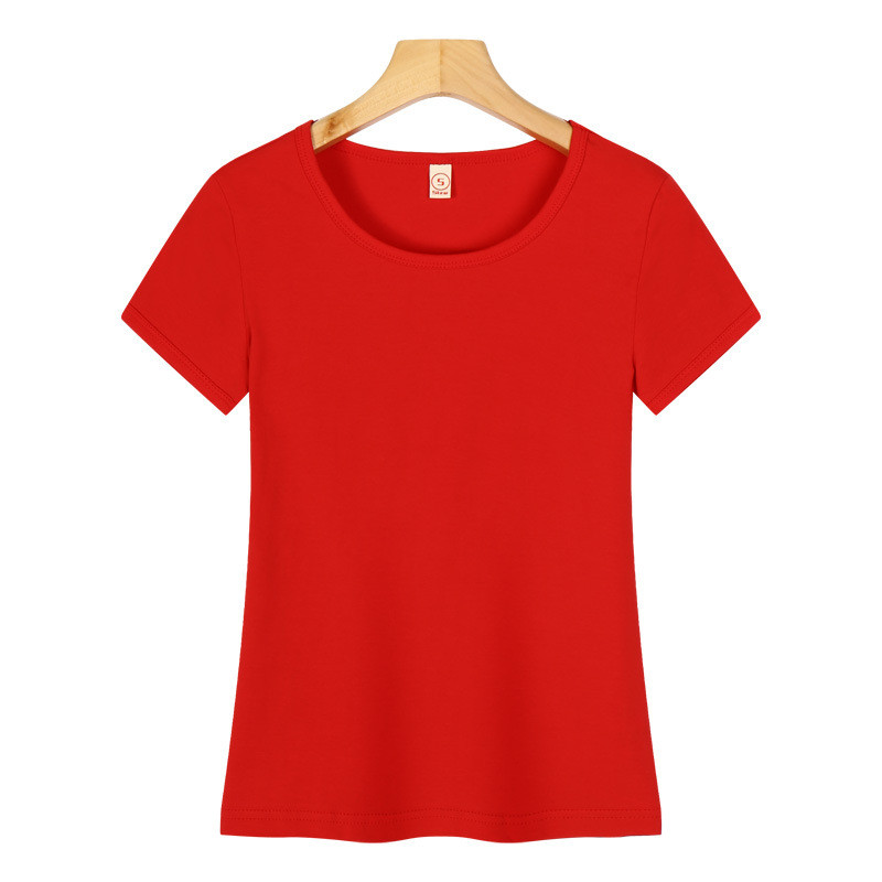Solid Color Plain TShirt Women Cotton Elastic Basic T shirt Casual Short Sleeve eBay