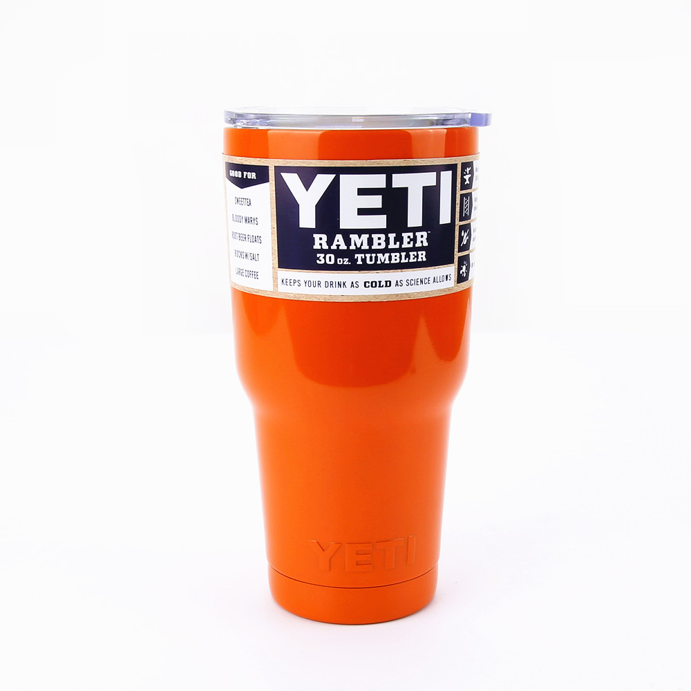 YETI Rambler Tumbler 30oz Orange Powder Stainless Steel Cup Coated