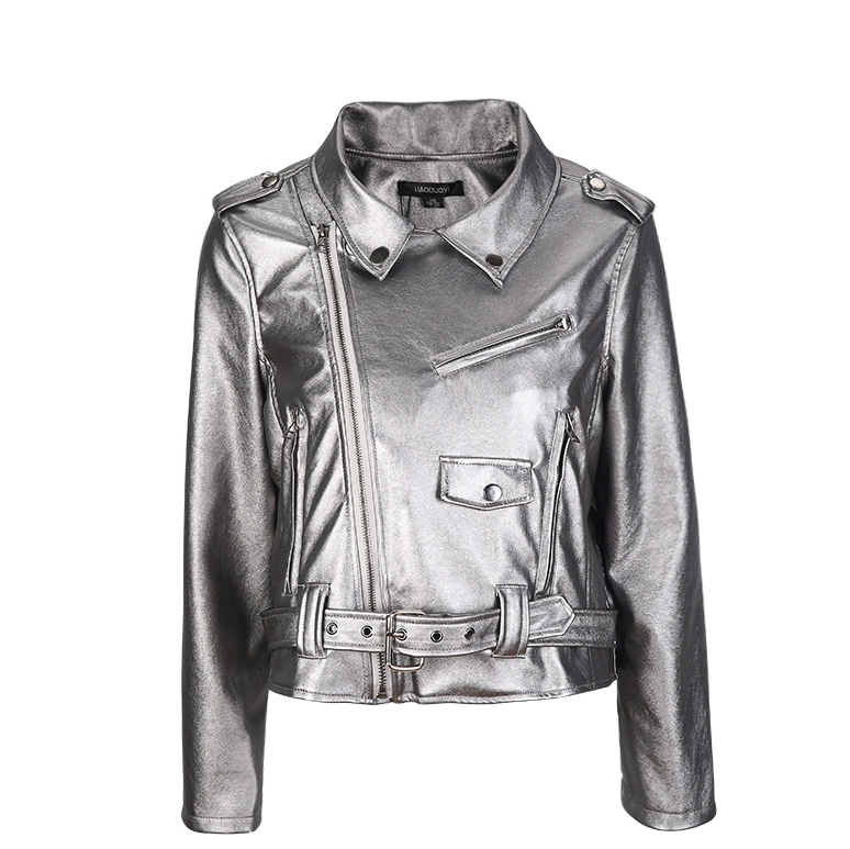 Short Leather Women Coats 2017 Slim Long Sleeved Spring