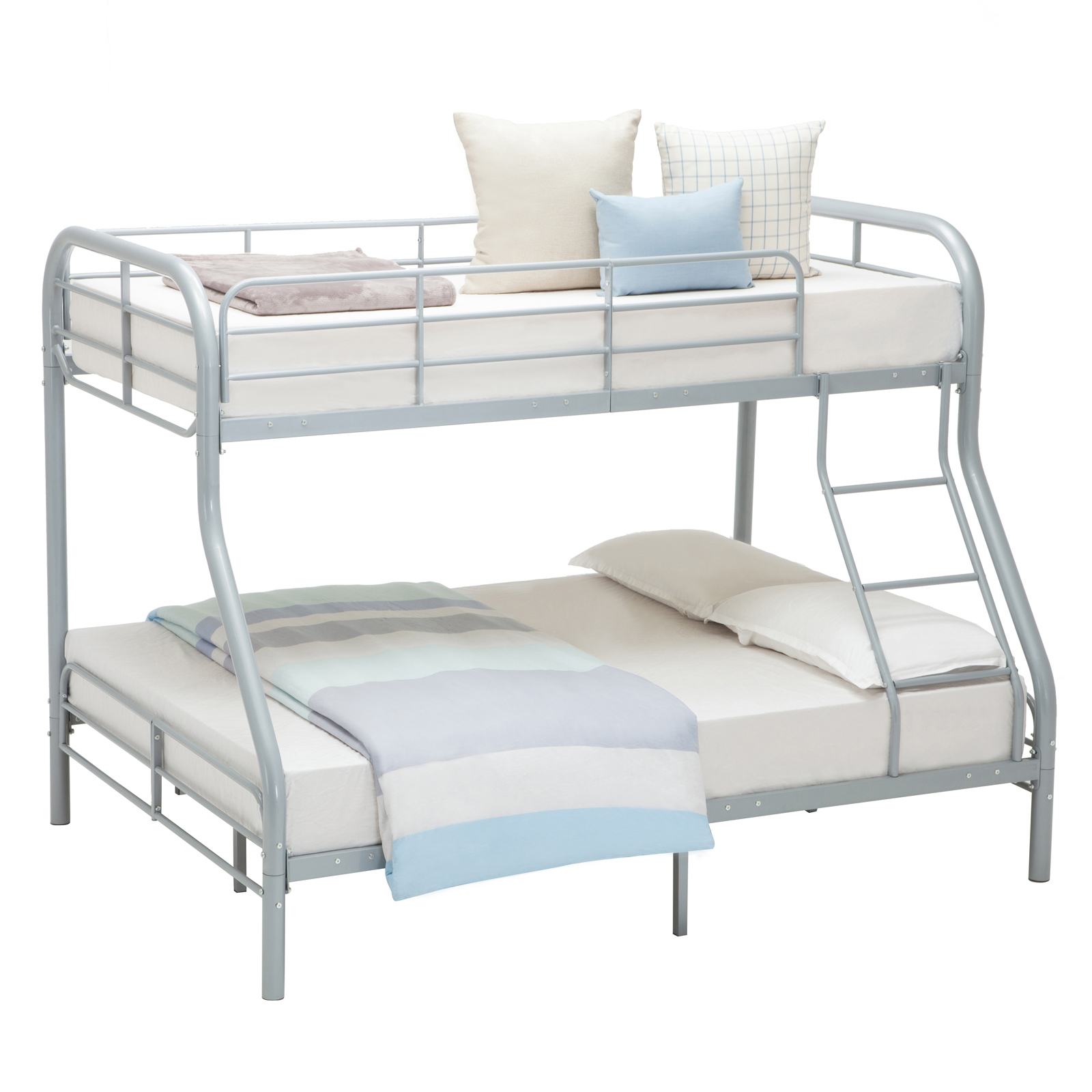 Twin over Full Bunk Bed Metal Ladder Kid Teen Dorm Loft Bedroom Furniture