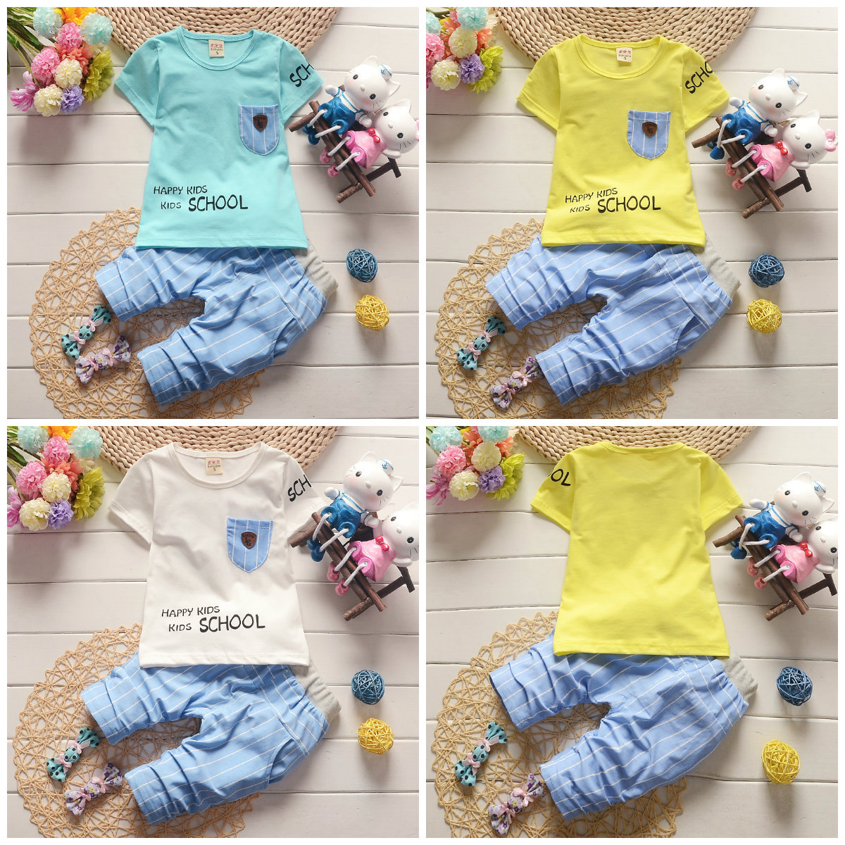 2pcs boys summer outfits set clothes boys soft cotton Tee+short pants cool STAR
