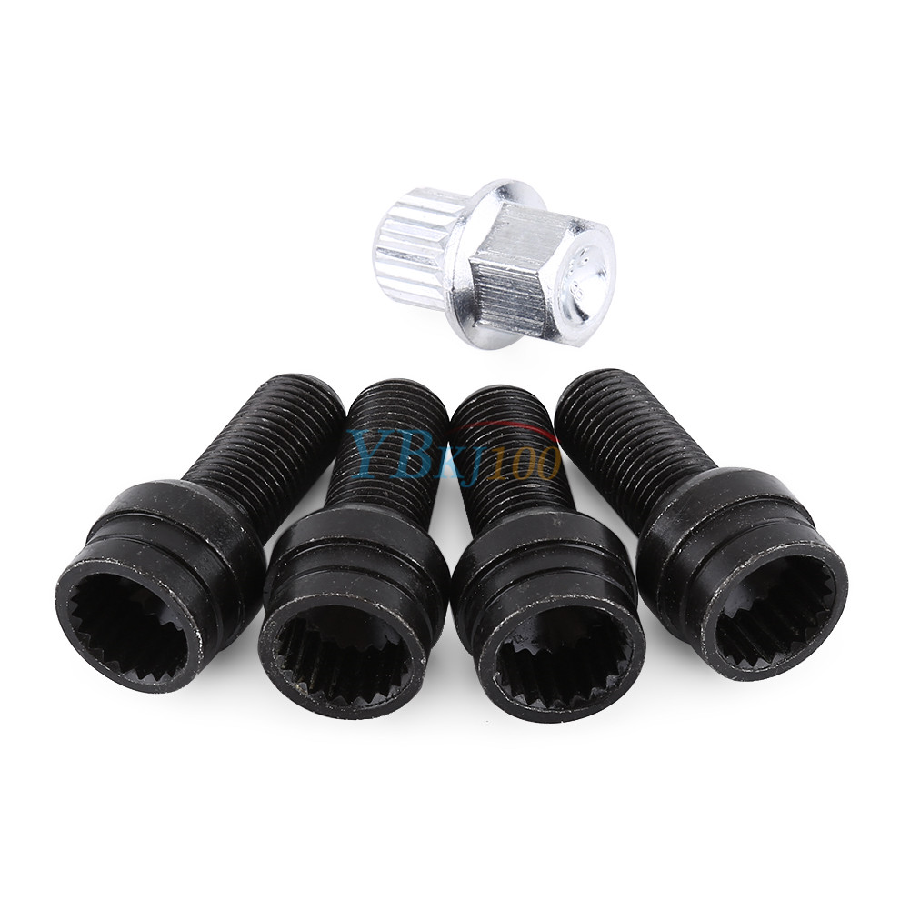 4+1 M14 Wheel Bolt&Lock Lug Nut Set With Key Durable For VW Golf Jetta