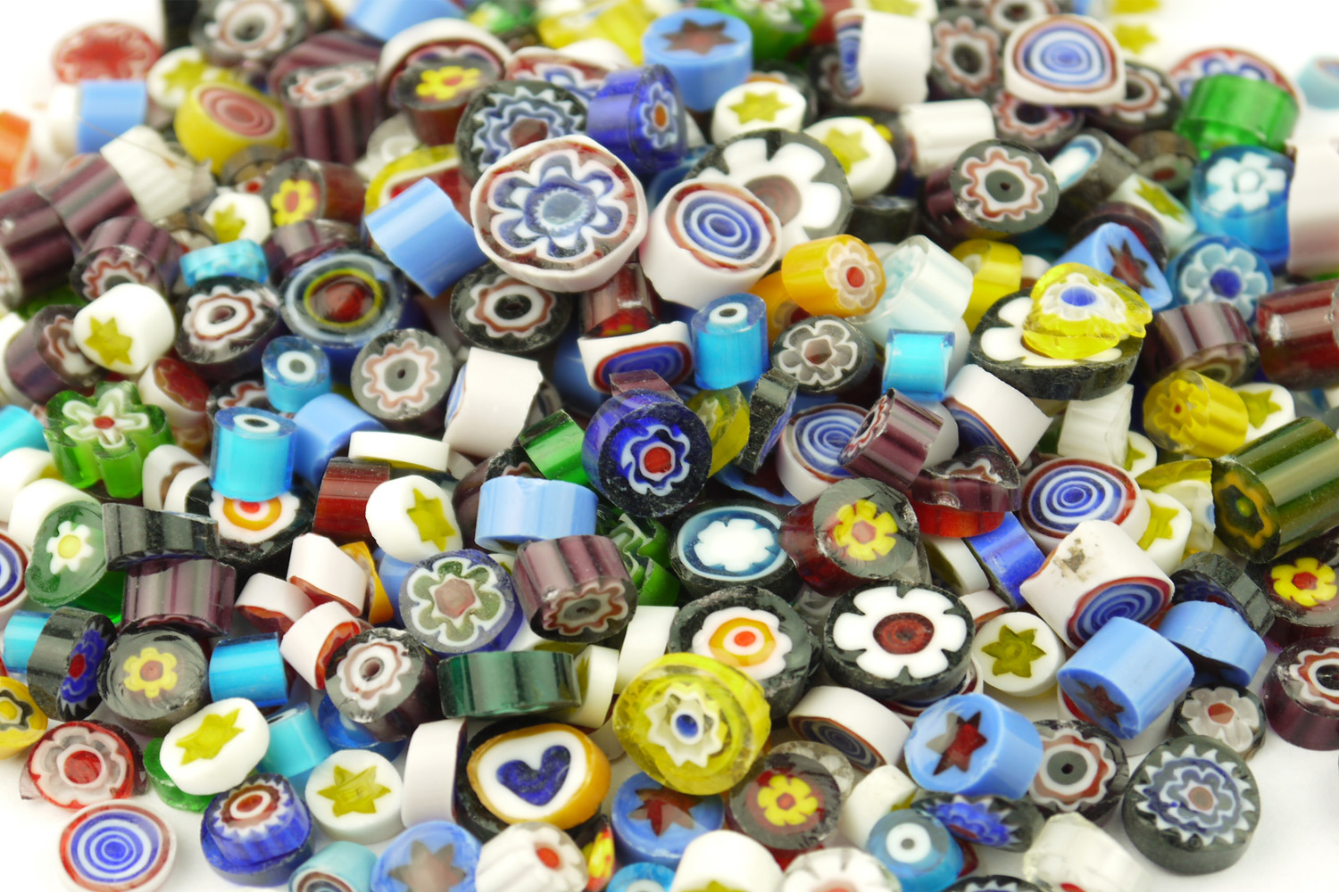 200Pcs Assorted Color Venice hand fusible glass beads Tiles charms 100g