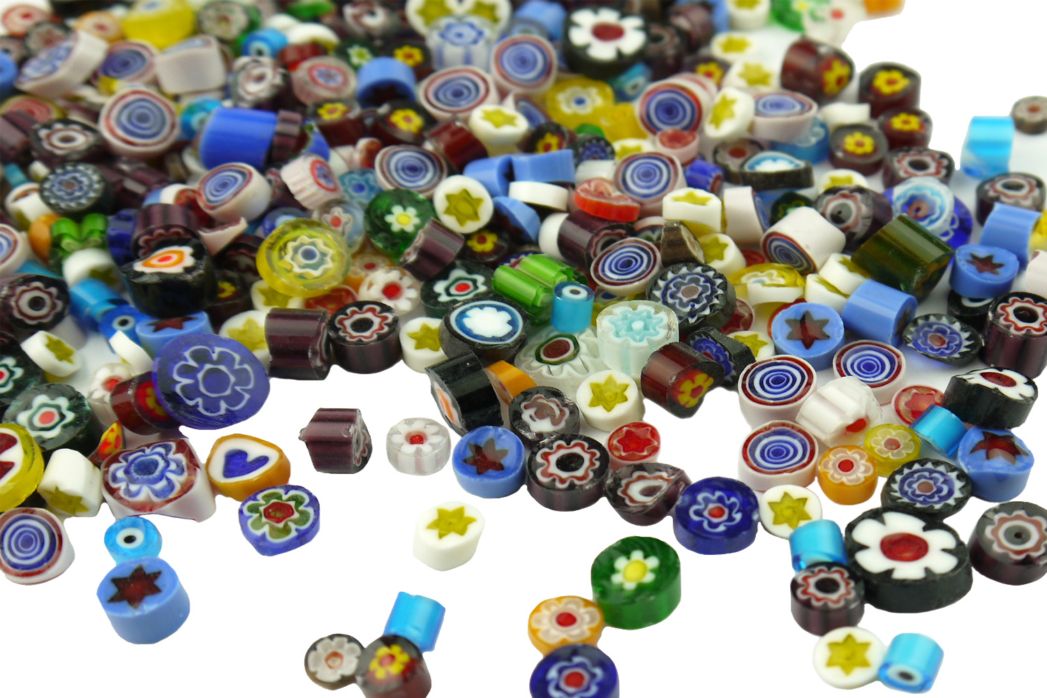 200Pcs Assorted Color Venice hand fusible glass beads Tiles charms 100g