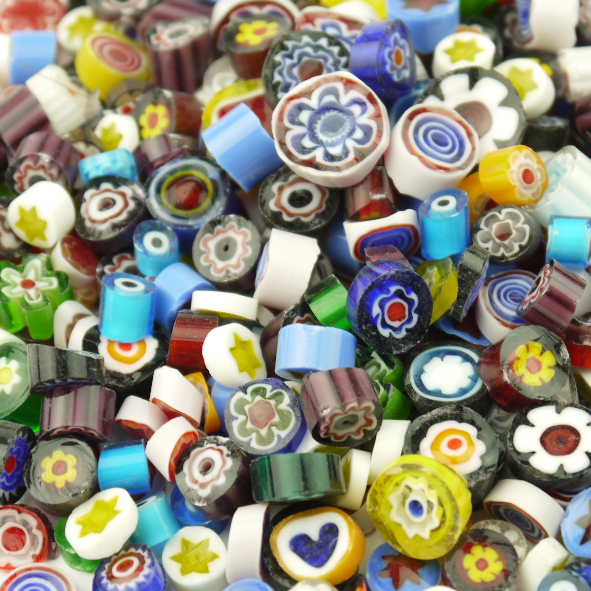 200Pcs Assorted Color Venice hand fusible glass beads Tiles charms 100g