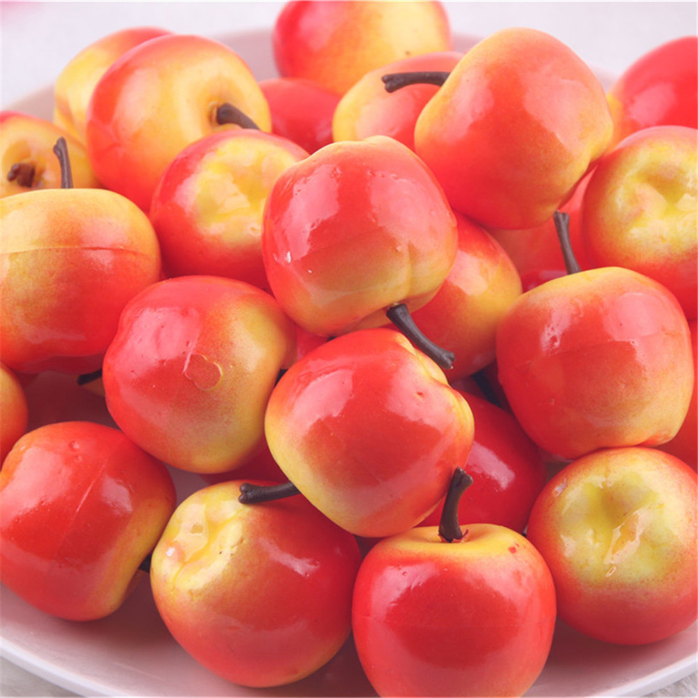 Pack 50 Lifelike Mini Apples Artificial Faux Fruit Miniature Crafts