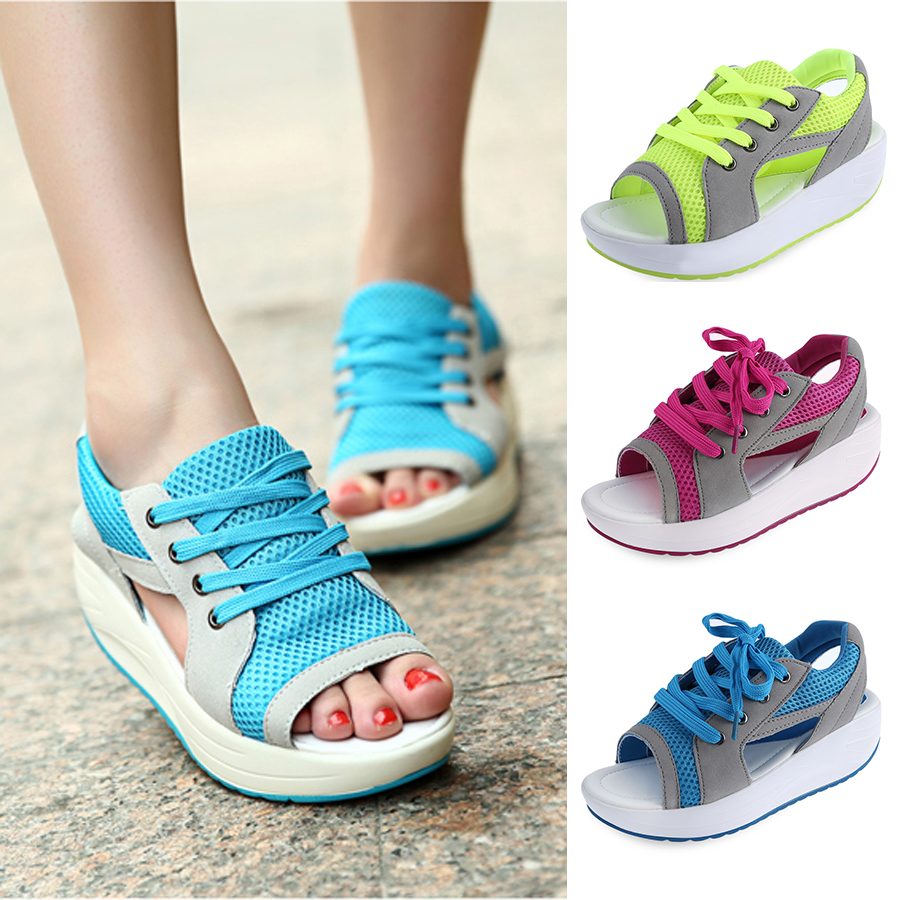 Women's Mesh Breathable Platform Casual Sandals Athletic Sneakers