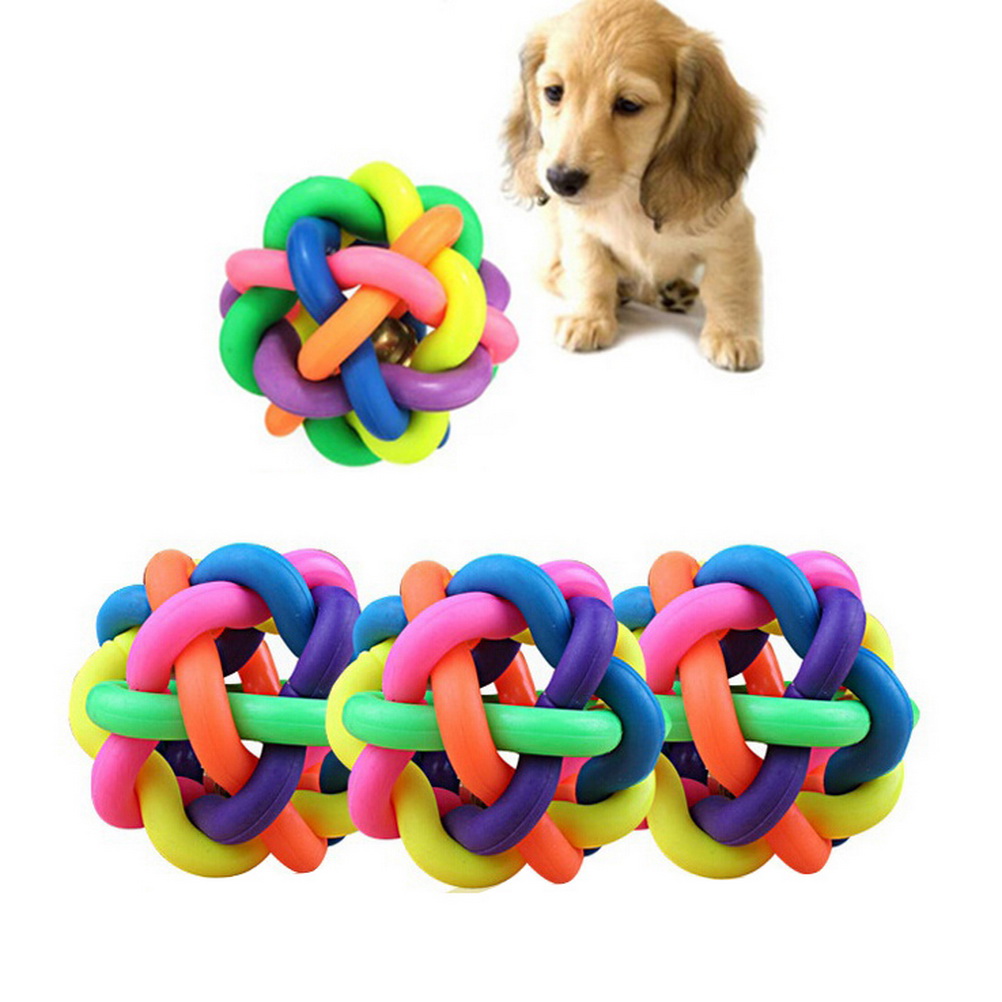 Delicate Dog Puppy Pet Knot Cotton Rope knotted Rubber Sound Ball