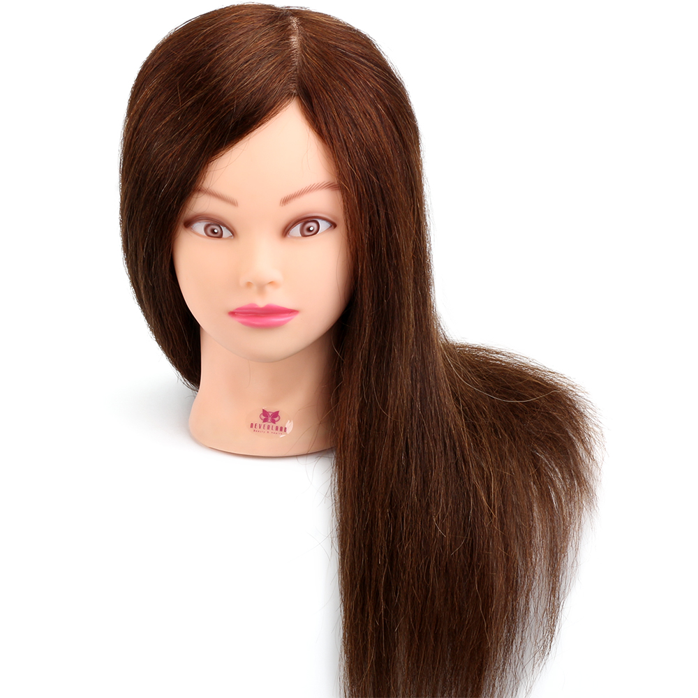 100% Real Human Hair Training Head Practice Mannequin Manikin Doll With