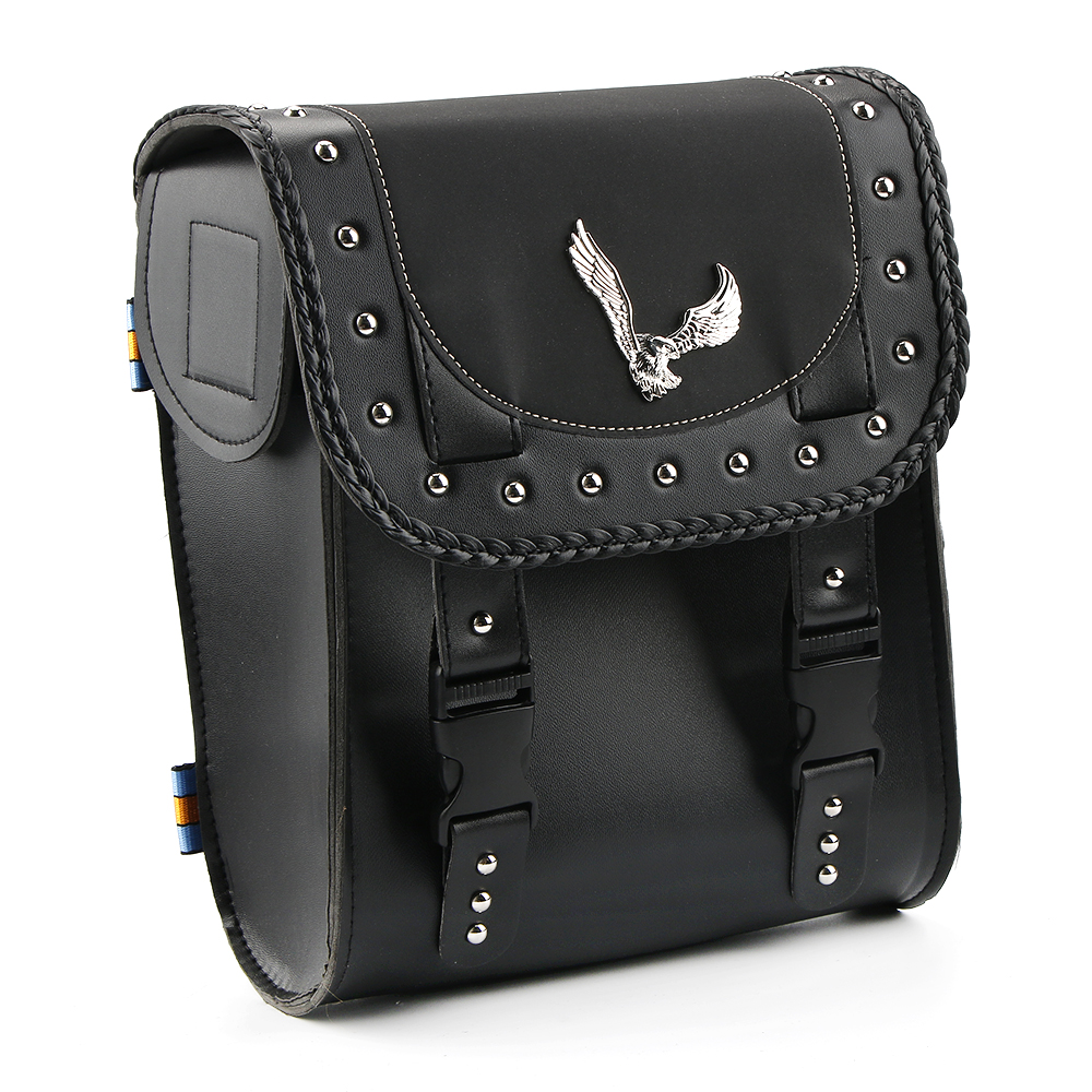 Motorcycle PU Leather Classic Saddle Bags Tool Pouch Storage For Harley