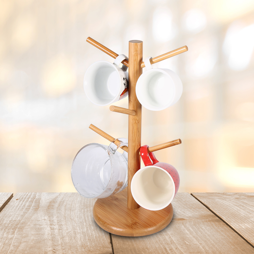 6 Hooks Cup Holder Hang Kitchen Under Shelf Storage Rack