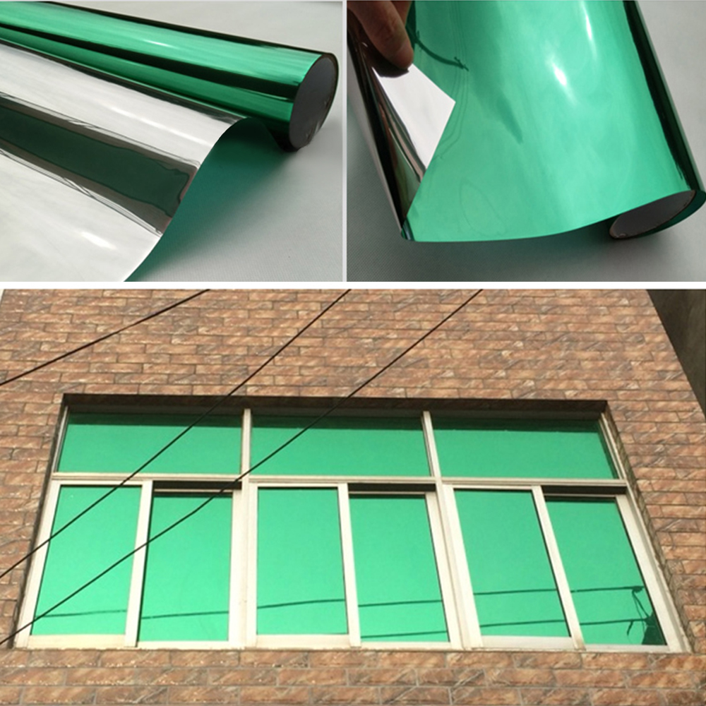Green Mirrored Reflective One Way Window Film Privacy Glass Tint Self