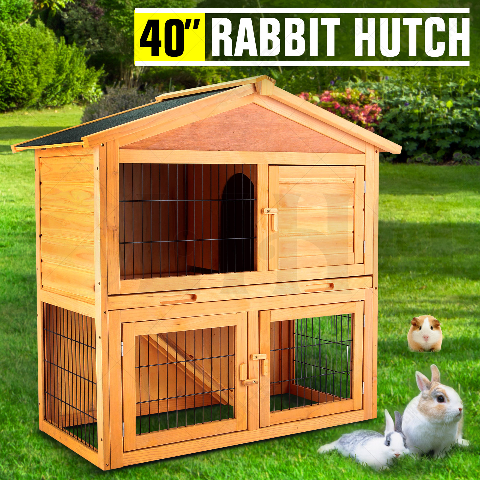  Wooden 40 Cage Chicken Coop Rabbit Hutch Hen House 