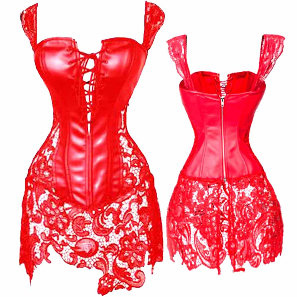 Plus Size Women Corset Dress Black Waist Training Corsets Bustier Top