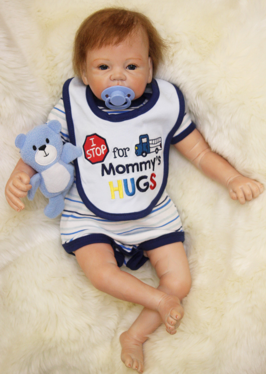 22" Handmade Lifelike Reborn Dolls Silicone Vinyl Baby Boy Doll + Gift Pacifier eBay