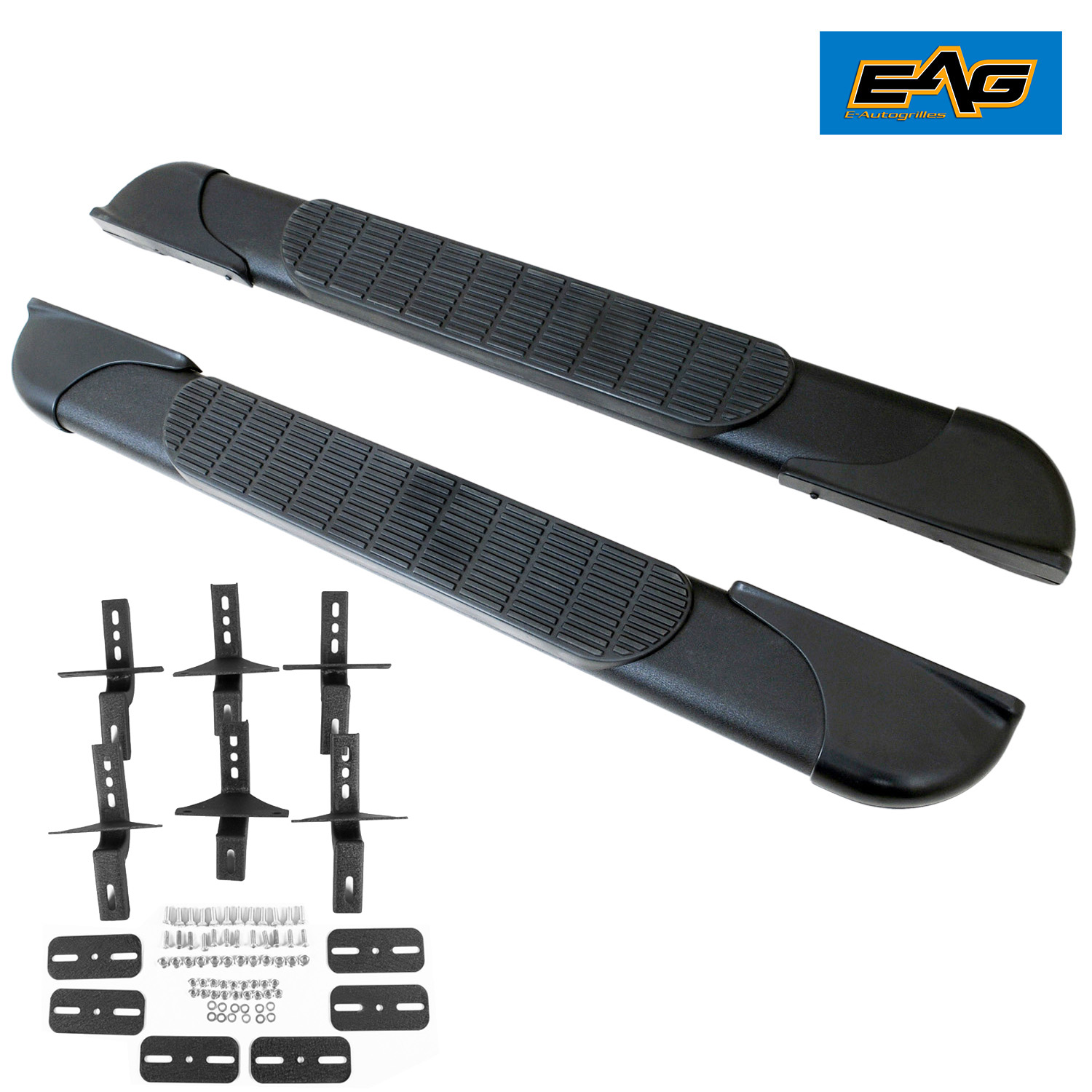 Textured Black 54＂ Oval Running Board+Brackets for 1117 Jeep Wrangler