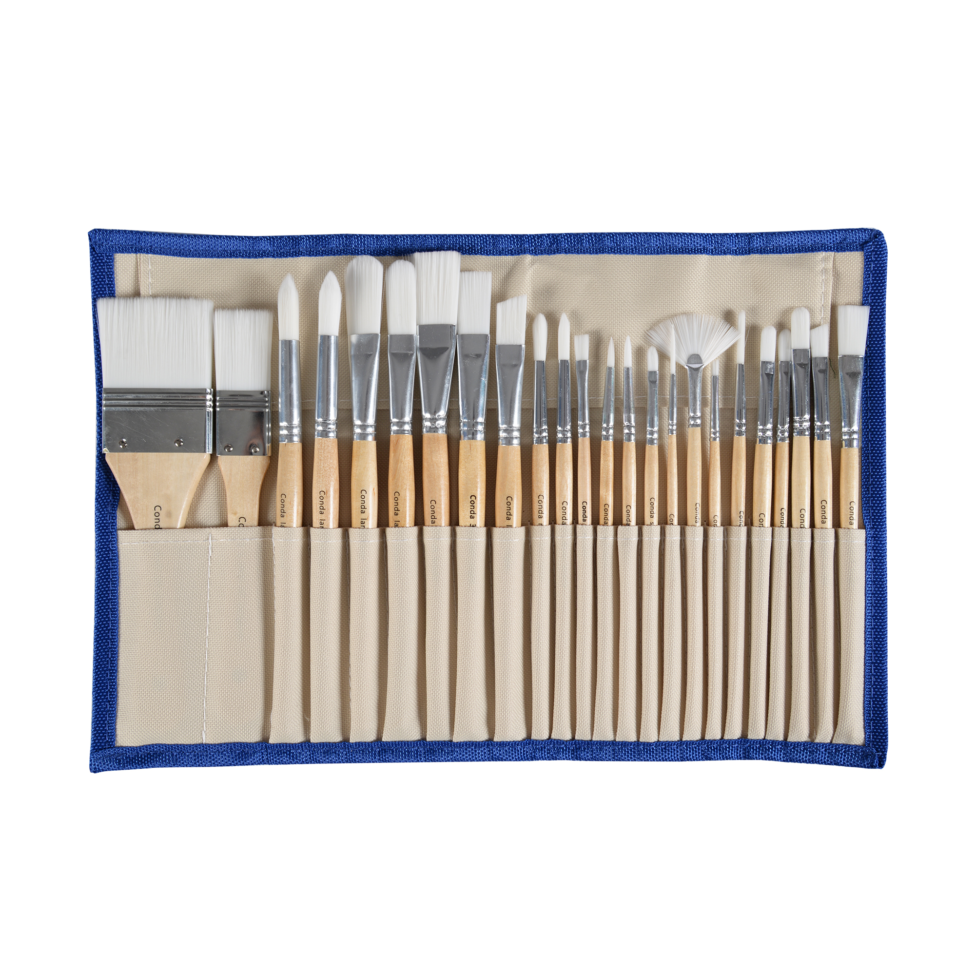 24 Pcs Paint Brush Set Professional Synthetic Short Handle Canvas Case