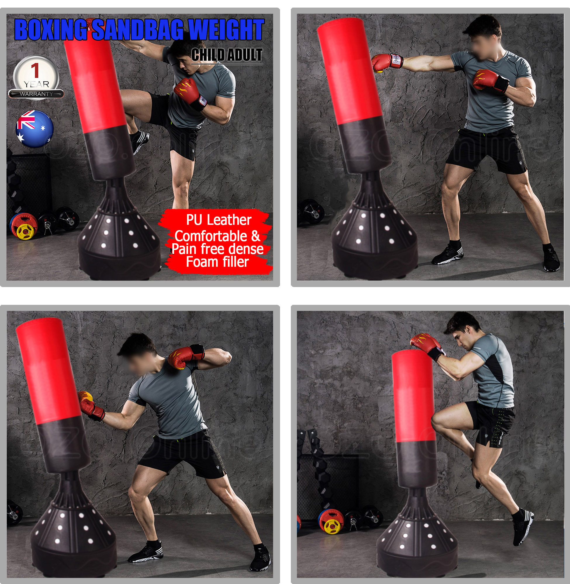 Vertical Red Boxing Sandbag Fitness Training Equipment Indoor Outdoor