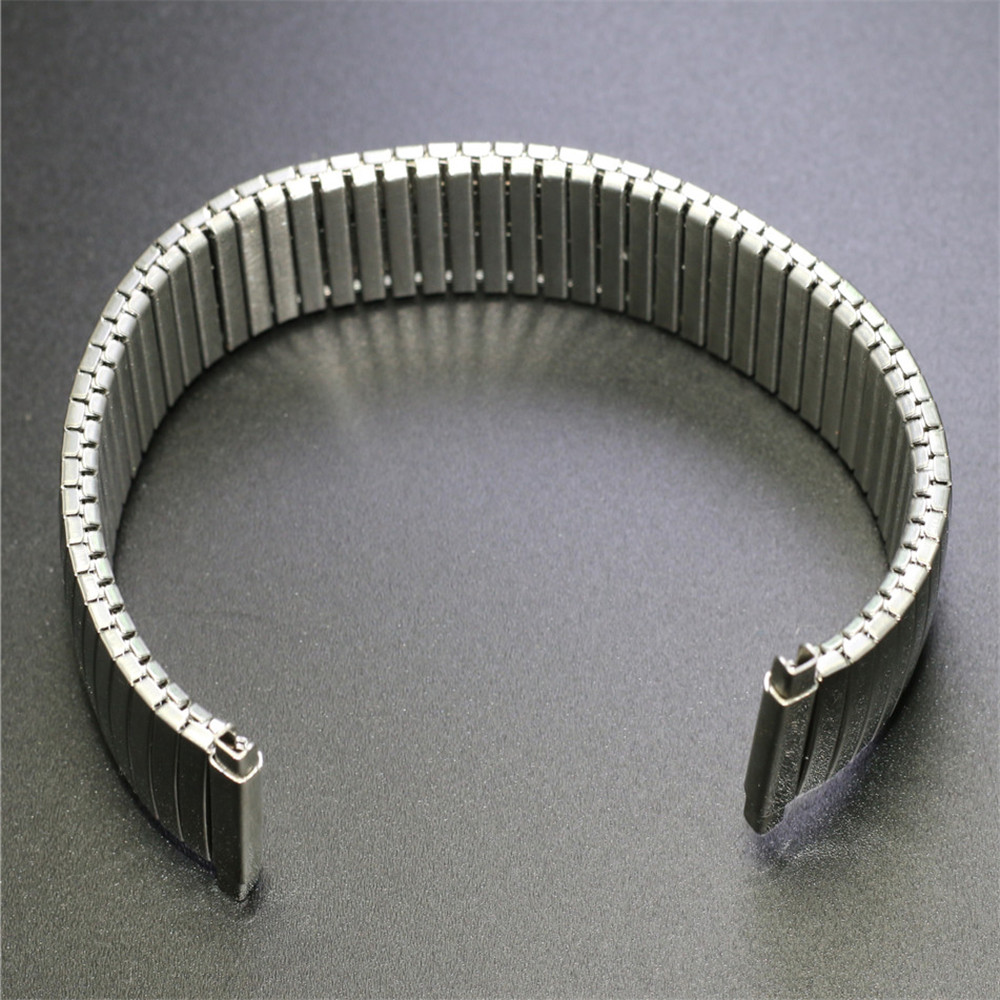Link 18mm 22mm Silver Stainless Steel Stretch Watch Band Strap Quick