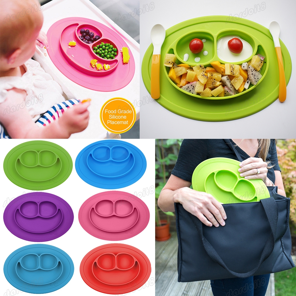 Lovely OnePiece Silicone Mat Baby Kids Table Food Tray Placemat Plate