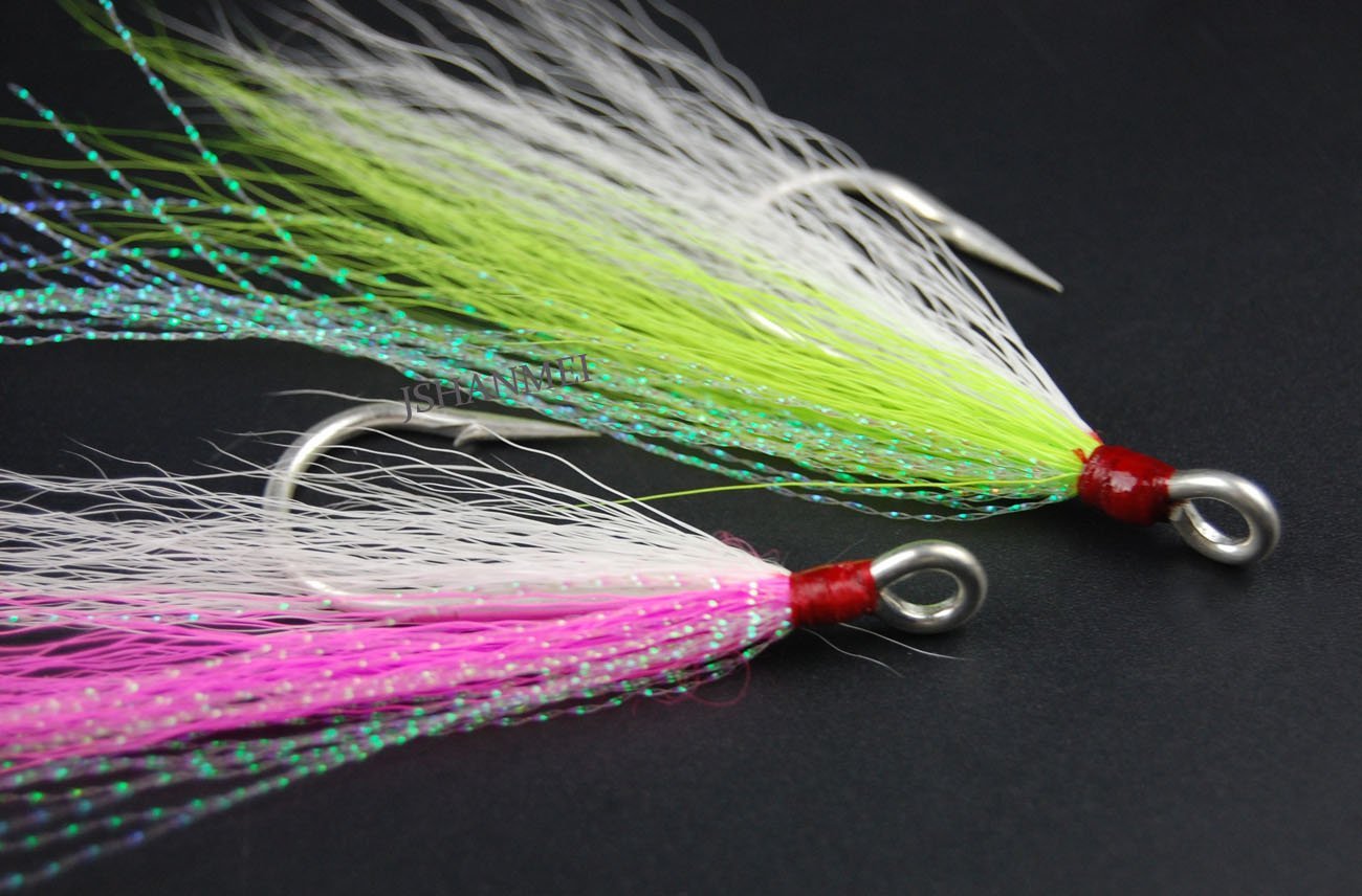 8//16pc Bucktail Teasers Fishing Hook Saltwater fishing jig Fluke Flounder Lures