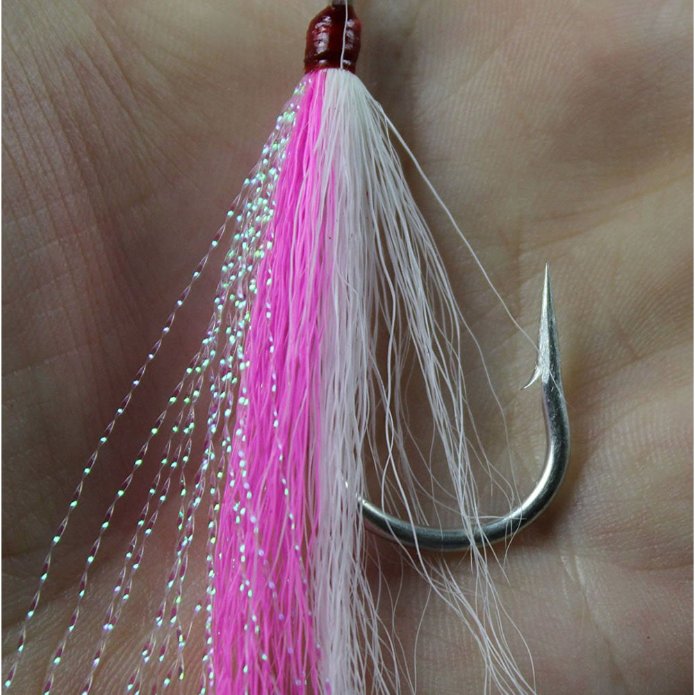 8//16pc Bucktail Teasers Fishing Hook Saltwater fishing jig Fluke Flounder Lures