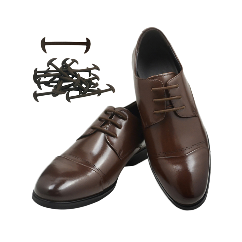 Elastic Silicone No Tie Black //Brown Smart Shoe Laces For Adults /& Kids Shoes