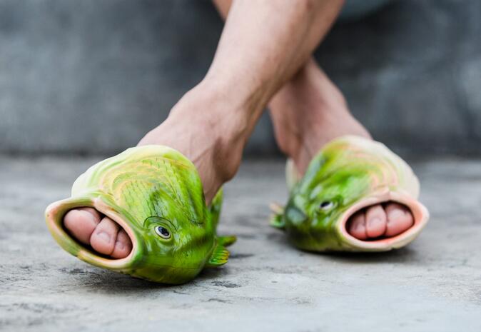 weird fish slippers