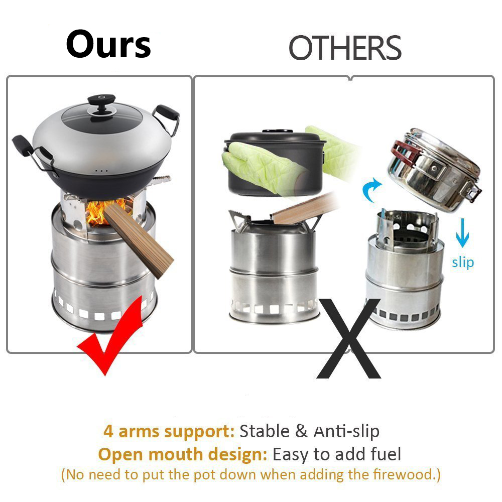 Portable Collapsible Wood Stove Burner 4 Arms Camping Stove Eco