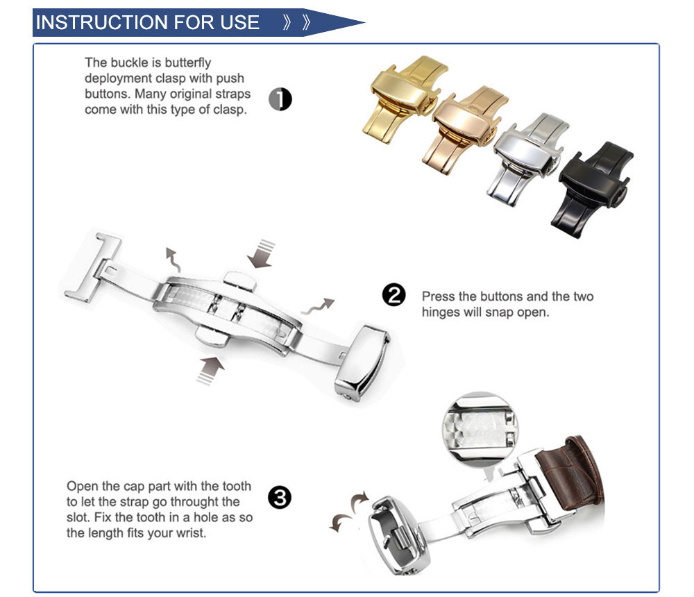parts c of clasp Lock Butterfly ZLIMSN Deployment Steel Flip Stainless