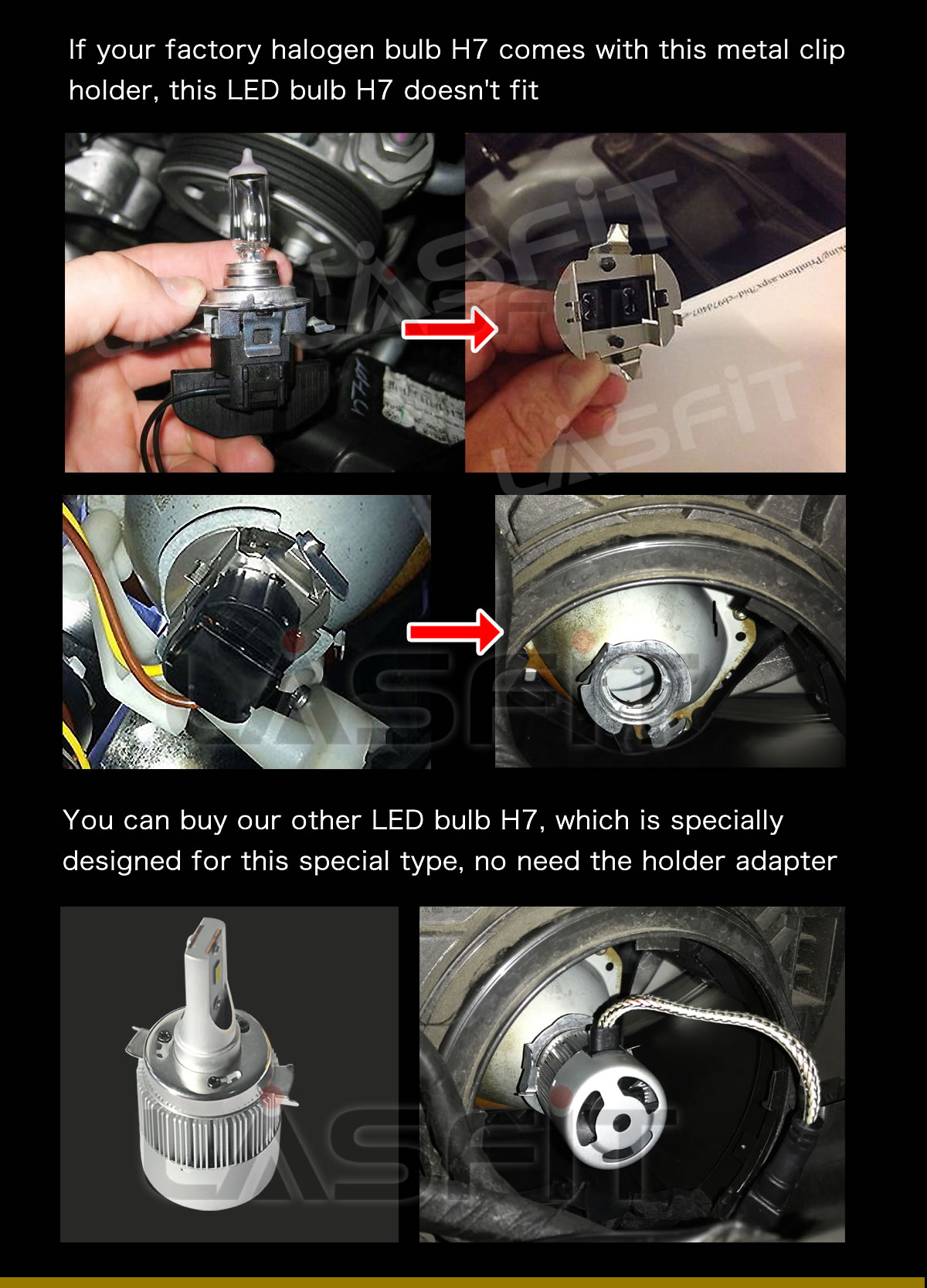 H7 Low Beam LED Headlight Bulb Kit for Holden VE Commodore  