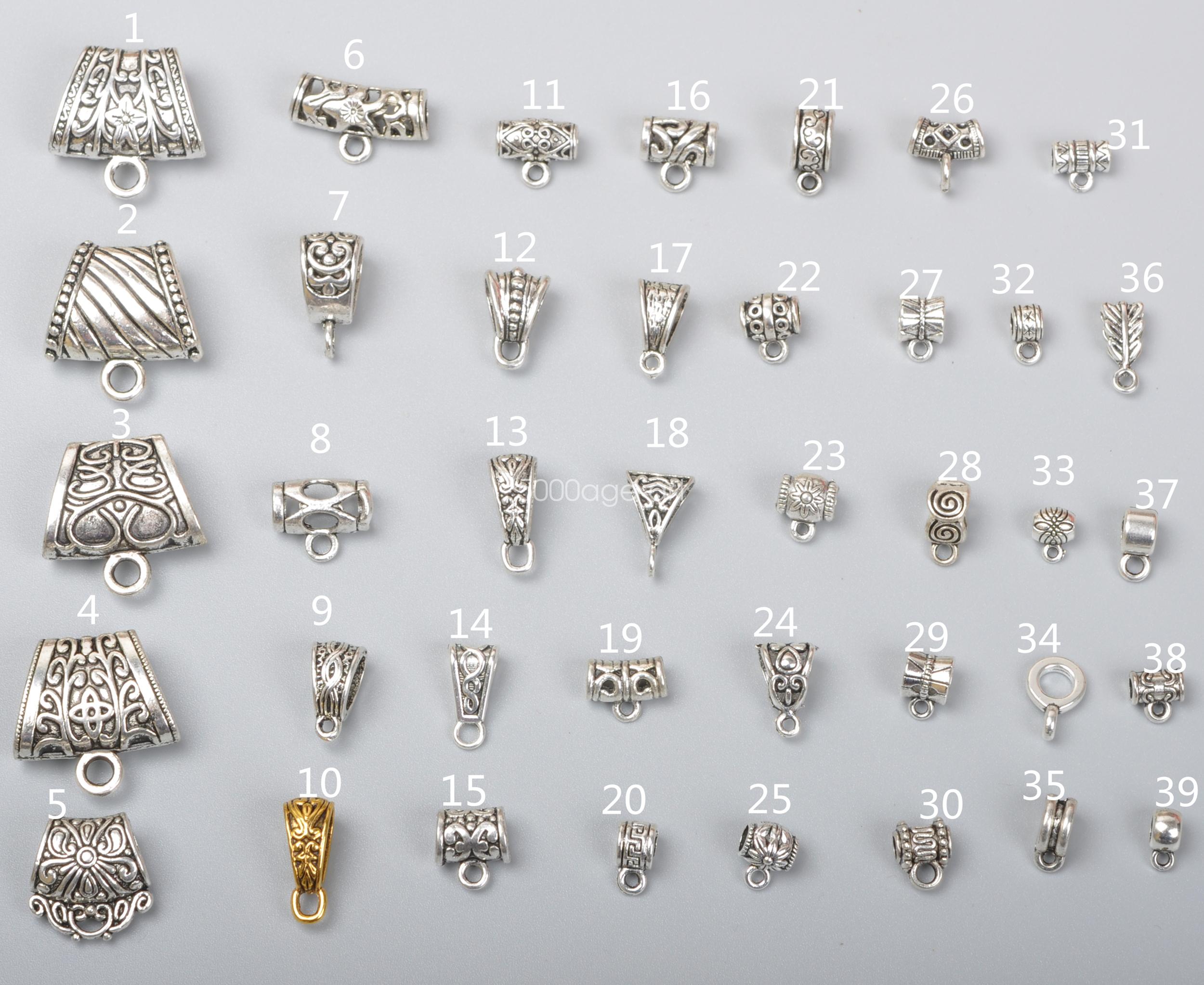 Tibetan Silver bails Charm Pendant Bail Connectors Connector 39Styles