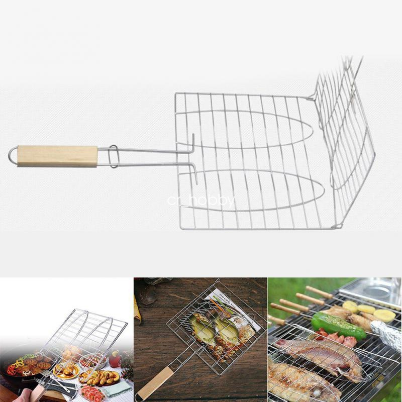 BIG SIZE BBQ BARBECUE MEAT BURGER FISH E HOLDER GRILL RACK BASKET