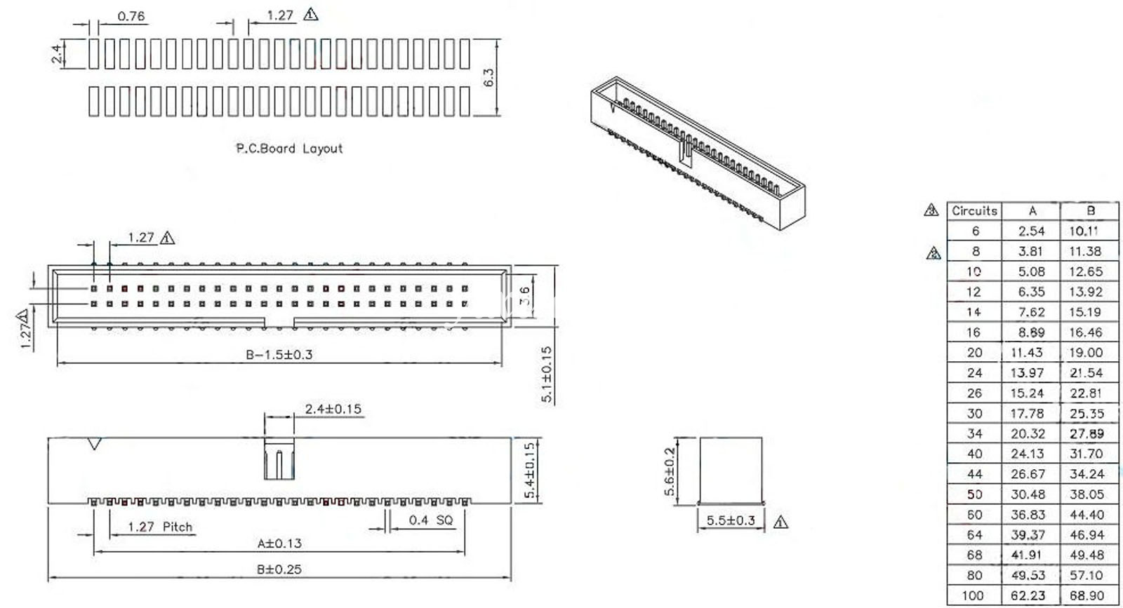 5Pcs 1.27mm Pitch 2x5 Pin 10 Pin SMT SMD Male Shrouded Box Header IDC ...