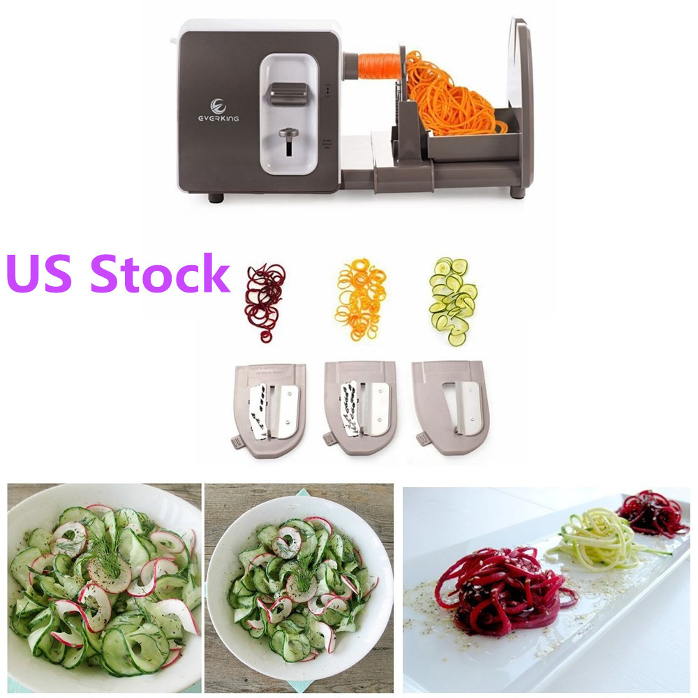 EverKing Electric Vegetable Spiralizer 3 Blades Compact Spiral