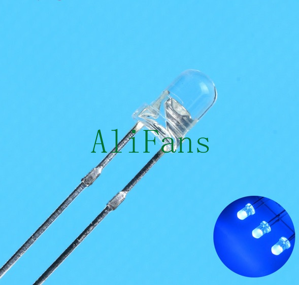 50pcs 5mm Blue 5000mcd Flat Top LED Water Clear Bright Leds Free Shipping New