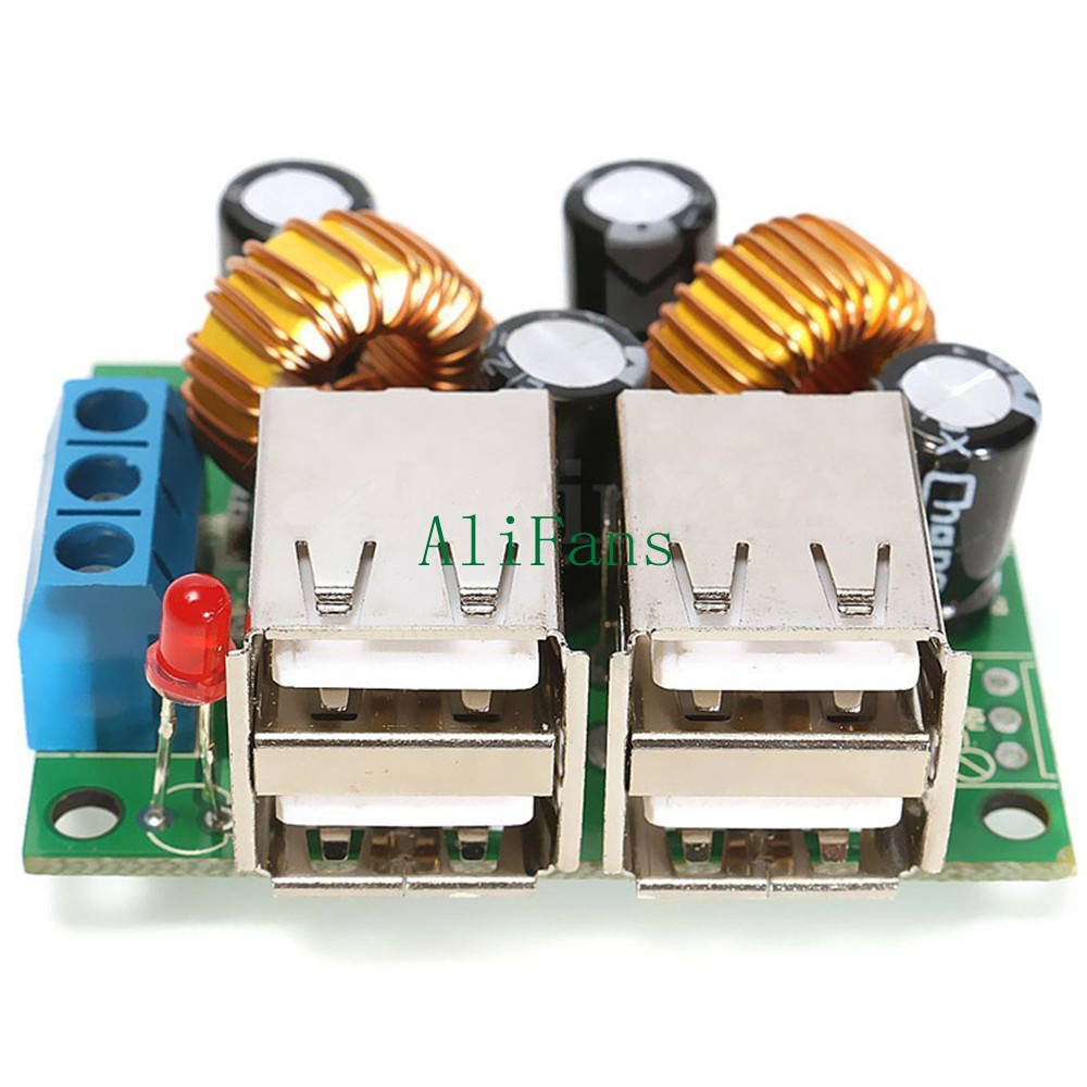 DC 12V 24V 40V to 5V 4USB Port Stepdown Power Supply Converter Board