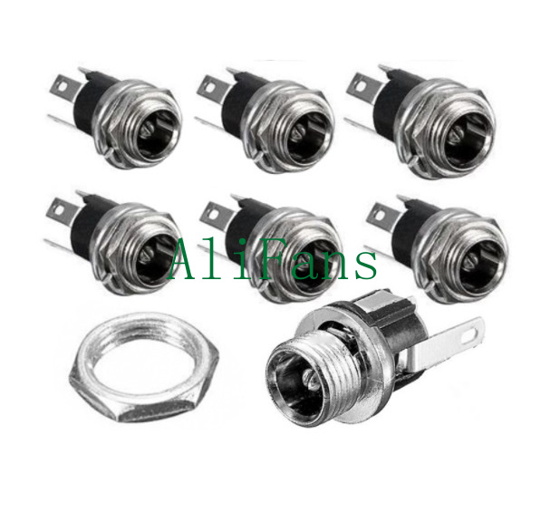 5Pcs 5.5X2.1Mm Dc Power Supply Jack Plug Socket Female Panel Mount Connect GT
