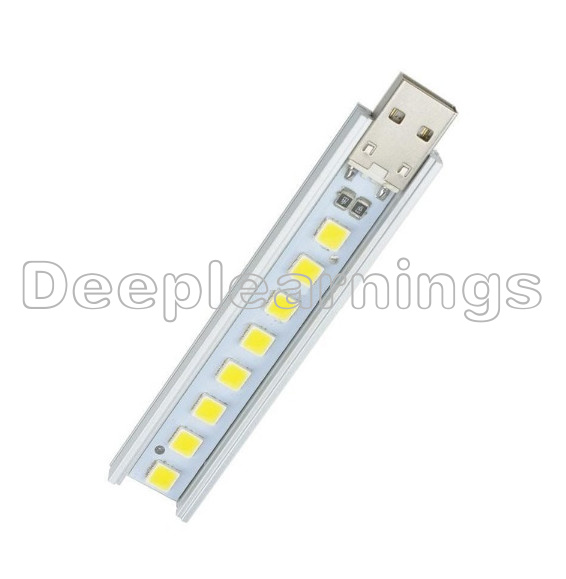 New Mobile Power 5V Highlight USB Lamp 8 Beads SMD LG 5152 LED Warm White