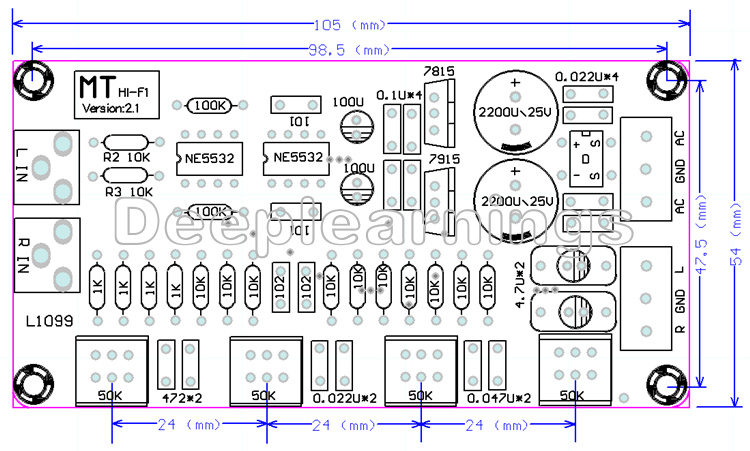 NE5532 HIFI OP-AMP Amplifier Preamplifier Volume Tone EQ Control Board DIY Kits
