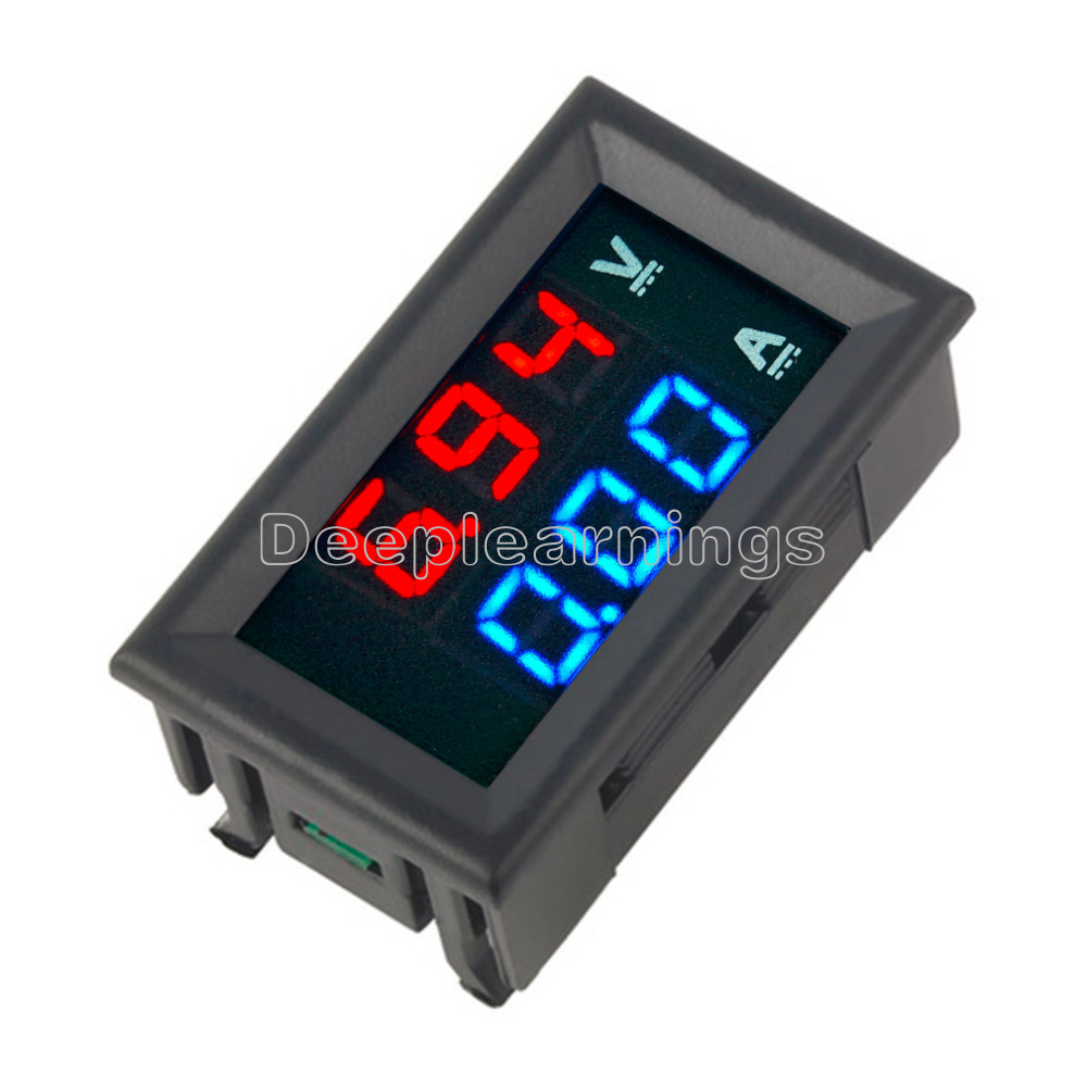 New Dc 100v 10a Voltmeter Ammeter Blue Red Led Digital