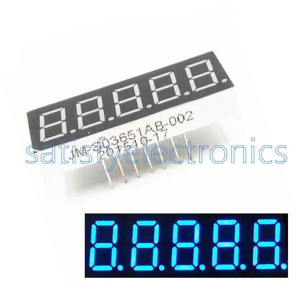 0.36 inch 5 Digital Led Display 7 Seg Segment Common Cathode Blue Module