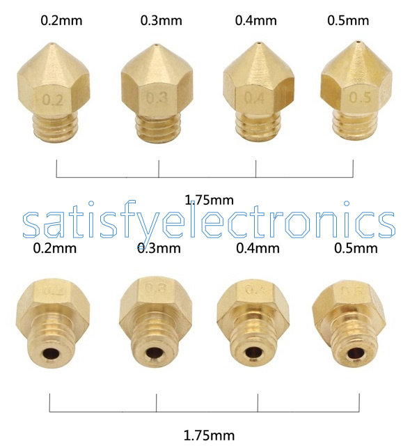 Stainless MK8 Extruder Nozzle 0.2//0.3//0.4//0.5mm For 1.75mm Makerbot 3D Printer