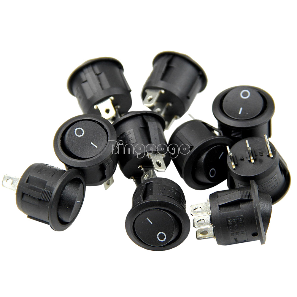 5Pcs Mini 3 Pin Round Black SPDT ON-OFF Rocker Switch Snap ...