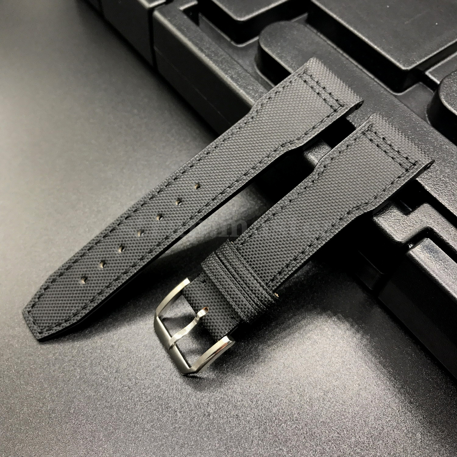 Black Kevlar Leather Short Strap Band for IWC Big Top Gun Pilot