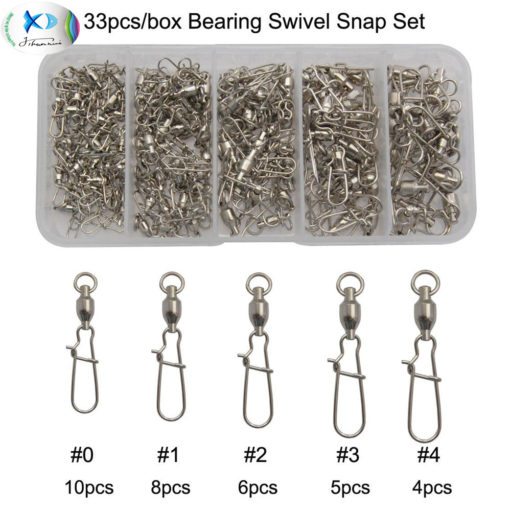 Lot 20//50 Fishing Ball Bearing Swivel with Coastlock Snap Stainless Steel 0#-9#
