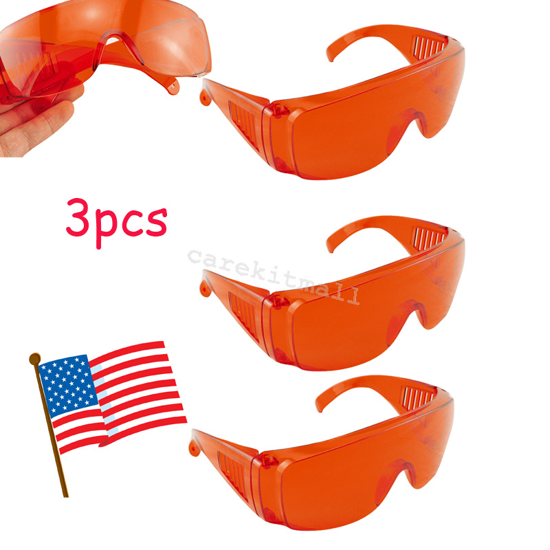 3pcs USA dental dentist Safety Goggle Glasses Protective Eye UV Curing