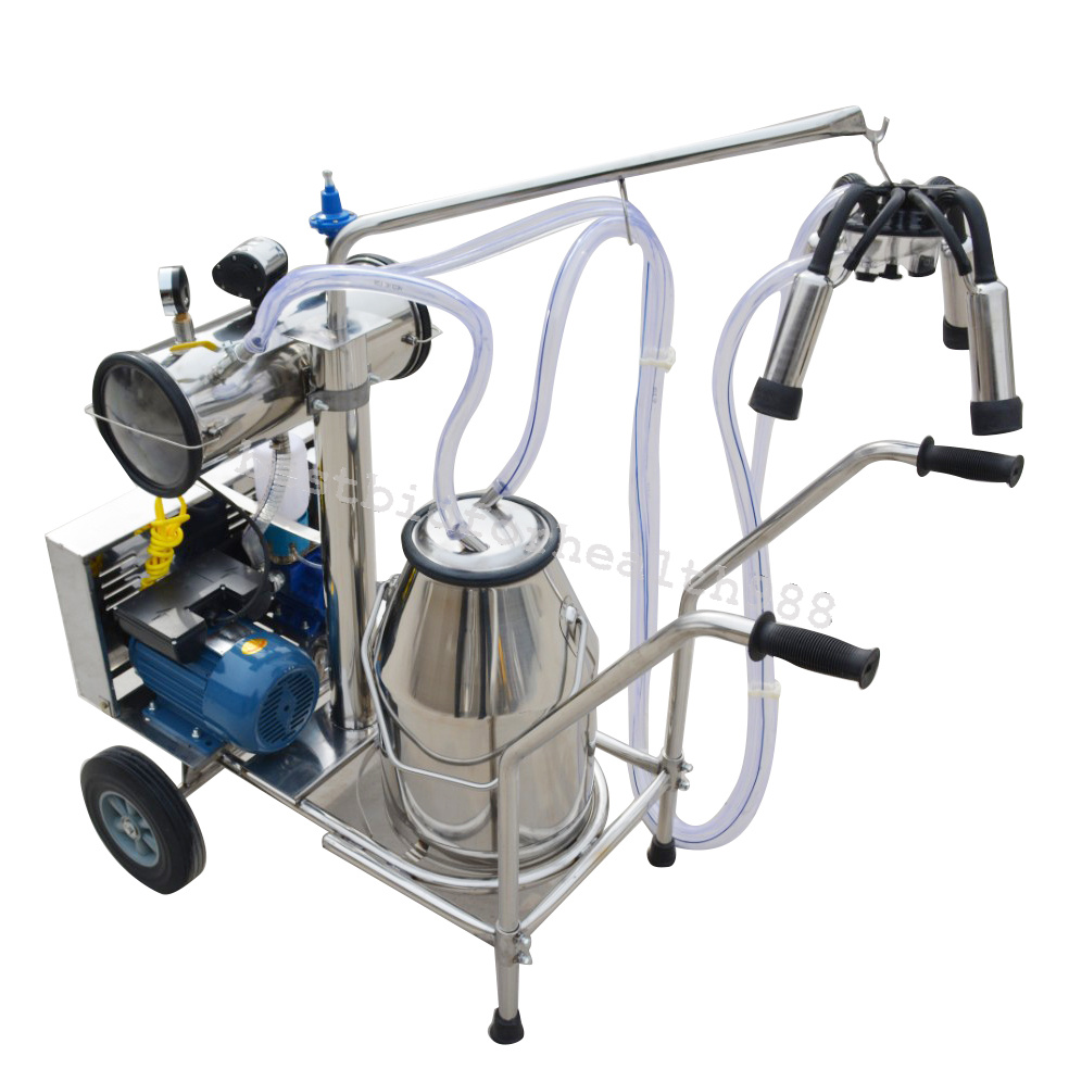 NEW Single Tank Milker Electric Vacuum Pump Milking Machine +Wheels For