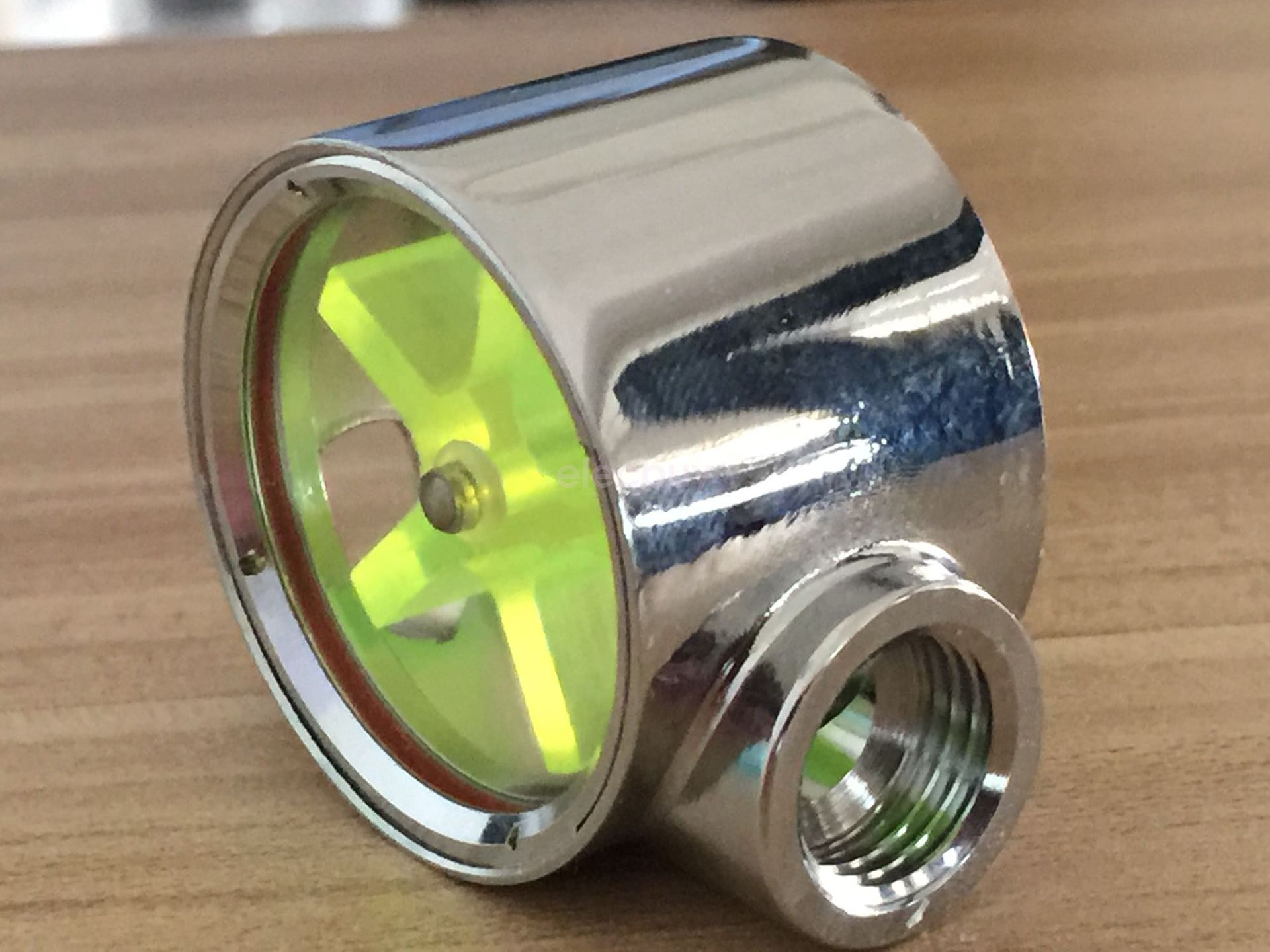 Water Cooling Flow Indicator Meter copper chromed 2 Way G1/4 Threaded